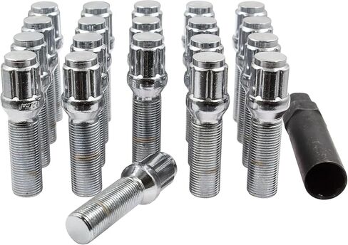 مجموعة أجزاء إكسسوارات العجلات مكونة من 20 مقعد كروي M15x1.25 أسود مع سداسي 17 مم، وطول خيط 28 مم لعجلات ما بعد البيع - يناسب 2019-2021 Mercedes GLE350، GLE450، GLE580 in Kuwait
