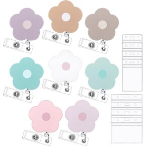 8 Pcs Nurse Cute Badge Reel Retractable Clip Flower Badge Reels with Clear ID Card Badge Holder Waterproof for Nursing Worker Teacher in Kuwait