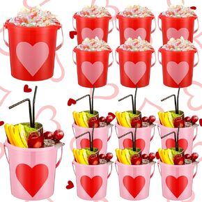 Crowye 6 PCS 32oz Day Valentine Day Cocktail Duckets للمشروبات 4.33 × 3.15 × 4.33 بوصة دلو شرب دلو من البلاستيك لحفلة عيد الحب مع دلو الشراب لمشروبات المشروبات البيرة in Kuwait
