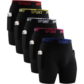 سراويل بوكسر للرجال مع جيوب جانبية، ملابس داخلية للرجال، شورتات بوكسر رياضية مسامية ماصة للرطوبة، 5 قطع in Kuwait