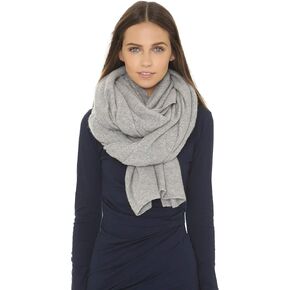 White & Warren Women's Cashmere Travel Wrap Scarf, Grey Heather, One Size in Saudi Arabia