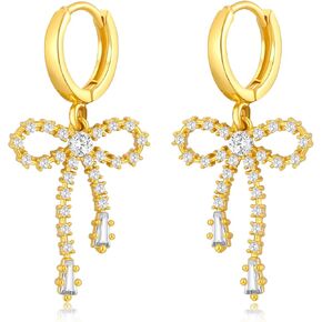 مقطع على أقراط للنساء 18 كيلو بايت مطلي بالوراء طويل الشرابة القوس المتدلى بأقراط خفيفة الوزن شريط القوس مقاطع الأذن لآذان غير مثقوبة الحد الأدنى من المجوهرات in Kuwait