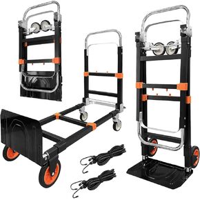 3-in-1 Aluminum Folding Trolley, 600 lbs Heavy Duty one-Piece Retractable Frame cart with Universal Wheels, Portable cart for Moving Around The House, Warehouse, Supermarket, Office in Kuwait