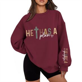 He Has A Plan You Have A Purpose Christian Sweatshirts for Women Inspirational Print Crewneck Oversized Sweatshirt in Kuwait