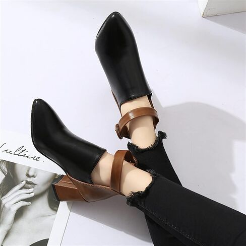 YDYCG Woman Autumn Winter High Ankle Booties Low Heel Party Women's Shoes Women's Boots Women High Heels Leather Dress Shoes (Color : Black, Shoe Size : 5.5) in Kuwait