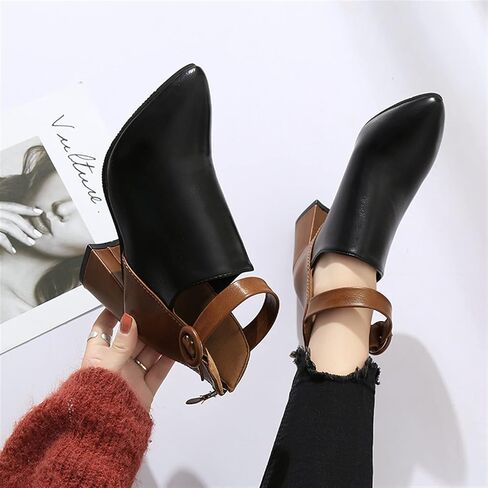 YDYCG Woman Autumn Winter High Ankle Booties Low Heel Party Women's Shoes Women's Boots Women High Heels Leather Dress Shoes (Color : Black, Shoe Size : 5.5) in Kuwait