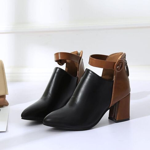YDYCG Woman Autumn Winter High Ankle Booties Low Heel Party Women's Shoes Women's Boots Women High Heels Leather Dress Shoes (Color : Black, Shoe Size : 5.5) in Kuwait