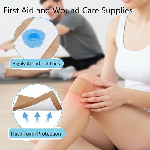 Geiserailie 24 Pcs Extra Large Flexible Adhesive Bandages Sterile Fabric Bandages with Non-Stick Pad Latex Painless Removal for Wound Care and First Aid(5 x 3 Inch,Rectangle) in Saudi Arabia
