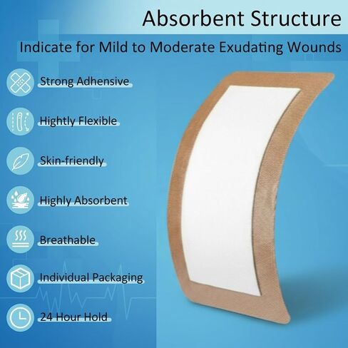 Geiserailie 24 Pcs Extra Large Flexible Adhesive Bandages Sterile Fabric Bandages with Non-Stick Pad Latex Painless Removal for Wound Care and First Aid(5 x 3 Inch,Rectangle) in Saudi Arabia