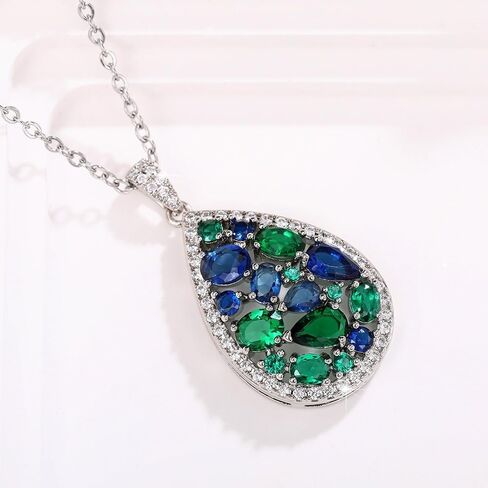Teardrop Pendant Necklace for Women Silver Plated Cubic Zirconia Choker Necklace Adjustable Fashion Trendy Dainty Simple Minimalism Rhinestone Jewelry Gift for Prom Wedding Brides in Saudi Arabia