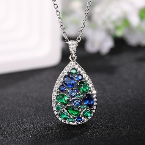 Teardrop Pendant Necklace for Women Silver Plated Cubic Zirconia Choker Necklace Adjustable Fashion Trendy Dainty Simple Minimalism Rhinestone Jewelry Gift for Prom Wedding Brides in Saudi Arabia
