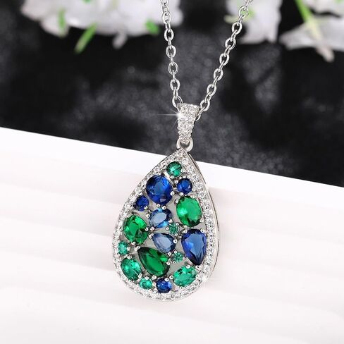 Teardrop Pendant Necklace for Women Silver Plated Cubic Zirconia Choker Necklace Adjustable Fashion Trendy Dainty Simple Minimalism Rhinestone Jewelry Gift for Prom Wedding Brides in Saudi Arabia