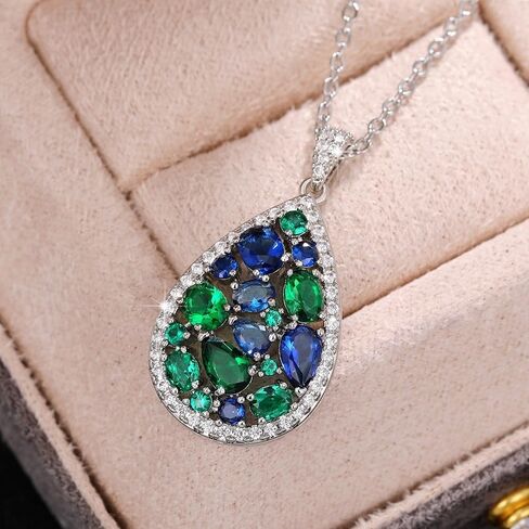 Teardrop Pendant Necklace for Women Silver Plated Cubic Zirconia Choker Necklace Adjustable Fashion Trendy Dainty Simple Minimalism Rhinestone Jewelry Gift for Prom Wedding Brides in Saudi Arabia