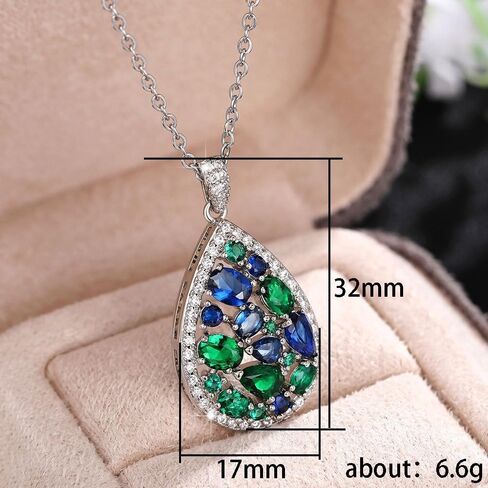 Teardrop Pendant Necklace for Women Silver Plated Cubic Zirconia Choker Necklace Adjustable Fashion Trendy Dainty Simple Minimalism Rhinestone Jewelry Gift for Prom Wedding Brides in Saudi Arabia