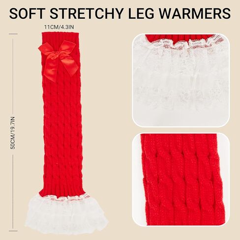 Benefeet Sox Womens Leg Warmers with Lace Trim Bow Crochet Knit Cute Y2K Knee High Flared Leg Warmer in Saudi Arabia