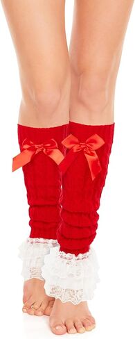 Benefeet Sox Womens Leg Warmers with Lace Trim Bow Crochet Knit Cute Y2K Knee High Flared Leg Warmer in Saudi Arabia