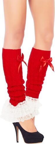 Benefeet Sox Womens Leg Warmers with Lace Trim Bow Crochet Knit Cute Y2K Knee High Flared Leg Warmer in Saudi Arabia