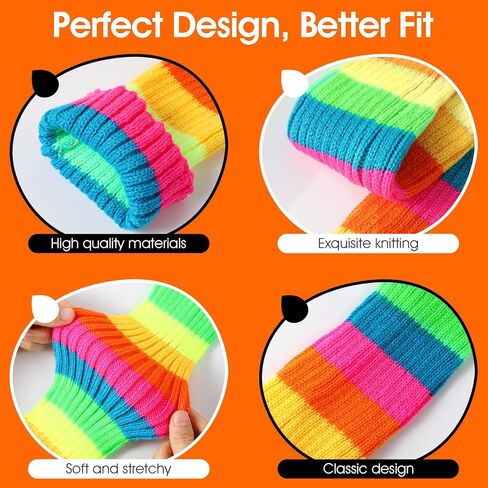 Teaaha Rainbow Leg Warmers for Women, 80s Style Knit Ribbed Socks for Party, Dance, Yoga, Fitness Accessories in Saudi Arabia