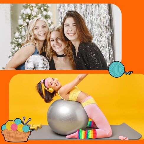 Teaaha Rainbow Leg Warmers for Women, 80s Style Knit Ribbed Socks for Party, Dance, Yoga, Fitness Accessories in Saudi Arabia