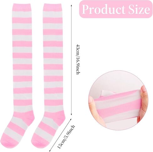 Fumwase Thigh High Socks Fashion Striped over Knee Warm Thin Soft for Women Party Christmas Daily Stockings Leg Warmers in Saudi Arabia