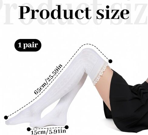 Larrel Lace Knee High Socks for Boots, White Leg Warmers with Lace Trim Cute White Thigh High Socks for Women Girls Daily Use Cosplay Boots Casual Chic in Saudi Arabia