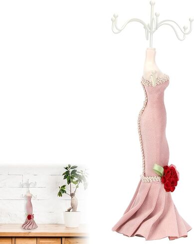 حامل مجوهرات Doll -Jewelry ، حامل عرض المجوهرات ، عرض قلادة عارضة أزياء شاشة مع قوس ، قلادة زخرفة البرج ، قلادة للفتاة (الأزرق) in Kuwait
