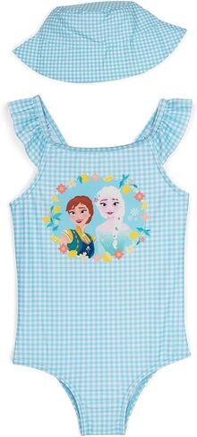 Disney One Piece Bathing Suit and Bucket Sun Hat Swim Set UPF 50+ Infant to Little Kid Sizes (12 Months - 7-8) in Saudi Arabia