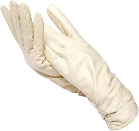 Women Pleated Sheepskin Leather Gloves Winter Warm Genuine Leather Gloves in Saudi Arabia