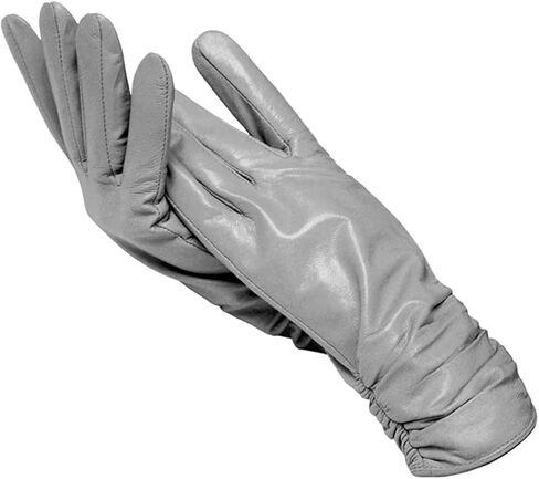 Women Pleated Sheepskin Leather Gloves Winter Warm Genuine Leather Gloves in Saudi Arabia
