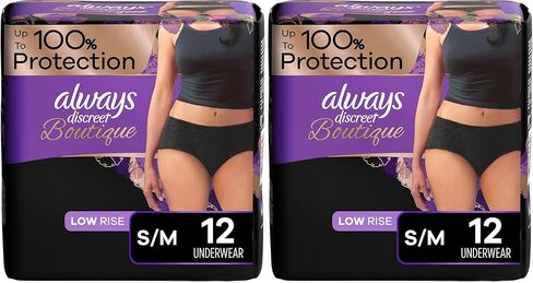 ملابس داخلية نسائية من Always Discreet Boutique لسلس البول وما بعد الولادة للنساء، أقصى قدر من الحماية، مقاس L، أسود، 18 قطعة (قد تختلف التعبئة) in Kuwait