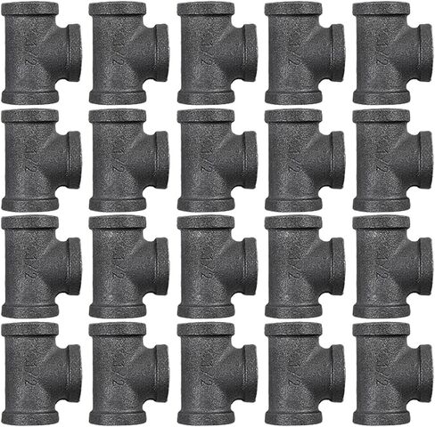 10 Pack 3/4 inches Tees Malleable Cast Iron Pipe, Industrial Pipe for Threaded Black Pipes and Fittings, DIY Steampunk Industrial Vintage Style. in Kuwait