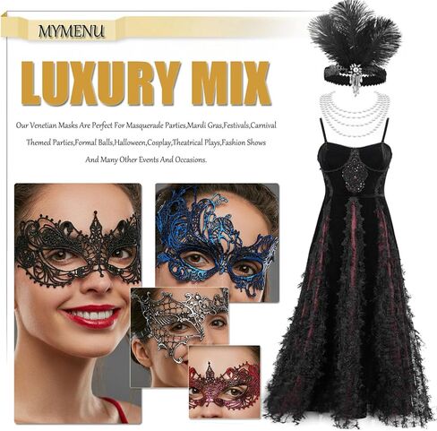 MYMENU Women Masquerade Mask Luxury Lace Venetian Halloween Carnival Masks for Party Costume Cosplay Mardi Gras in Saudi Arabia