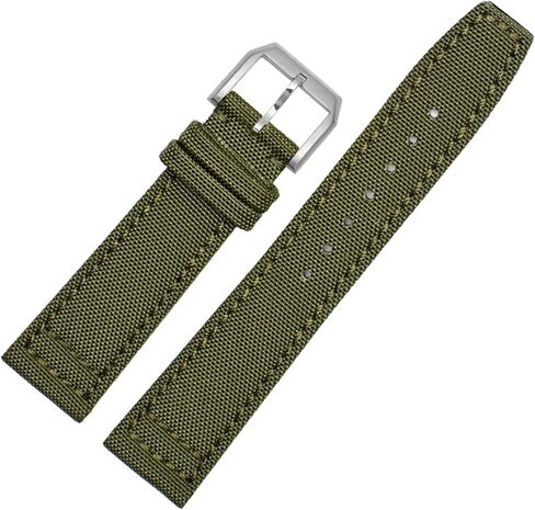 for IWC Pilot Spitfire Timezone TopGun Strap Green Black Belts Wristwatch Straps 20mm 21mm 22mm Nylon Canvas Fabric Watch Band (Color : Pin Green Silver, Size : 20mm) in Saudi Arabia