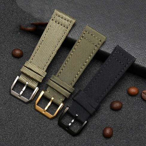 for IWC Pilot Spitfire Timezone TopGun Strap Green Black Belts Wristwatch Straps 20mm 21mm 22mm Nylon Canvas Fabric Watch Band (Color : Pin Green Silver, Size : 20mm) in Saudi Arabia