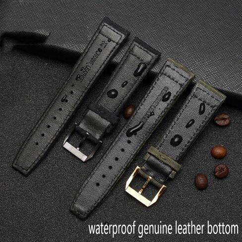 for IWC Pilot Spitfire Timezone TopGun Strap Green Black Belts Wristwatch Straps 20mm 21mm 22mm Nylon Canvas Fabric Watch Band (Color : Pin Green Silver, Size : 20mm) in Saudi Arabia
