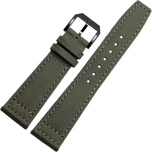 for IWC Pilot Spitfire Timezone TopGun Strap Green Black Belts Wristwatch Straps 20mm 21mm 22mm Nylon Canvas Fabric Watch Band (Color : Pin Green Silver, Size : 20mm) in Saudi Arabia