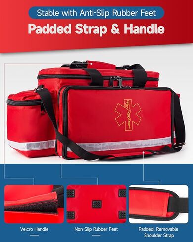 Large First Aid Bag Empty 26" – Emergency Medical Bag, Professional EMT Bags for Paramedics & Responders, Water-Resistant, 360° Reflective, 4 Dividers, 3 Removable Pouches, Padded Strap in Saudi Arabia