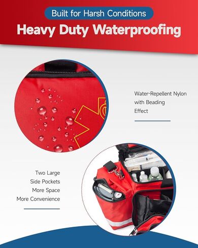 Large First Aid Bag Empty 26" – Emergency Medical Bag, Professional EMT Bags for Paramedics & Responders, Water-Resistant, 360° Reflective, 4 Dividers, 3 Removable Pouches, Padded Strap in Saudi Arabia