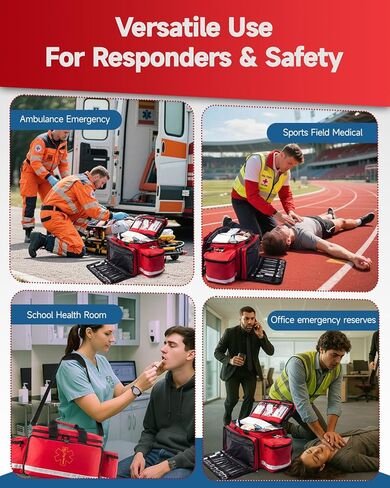 Large First Aid Bag Empty 26" – Emergency Medical Bag, Professional EMT Bags for Paramedics & Responders, Water-Resistant, 360° Reflective, 4 Dividers, 3 Removable Pouches, Padded Strap in Saudi Arabia