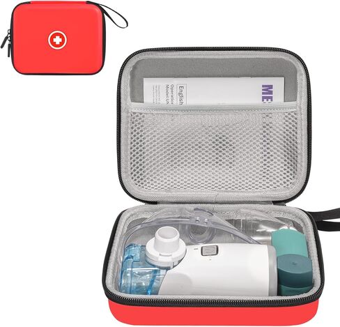 Carrying Case for Portable Nebulizer, Travel Medical Bag, Hard Emergency Medical Bag for Inhaler Spacer Case for Kids and Adults, Masks, Asthma Inhaler (Red) in Saudi Arabia