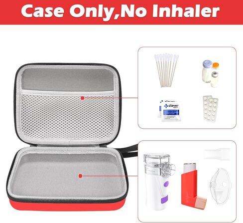 Carrying Case for Portable Nebulizer, Travel Medical Bag, Hard Emergency Medical Bag for Inhaler Spacer Case for Kids and Adults, Masks, Asthma Inhaler (Red) in Saudi Arabia