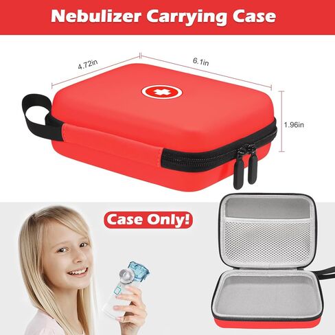 Carrying Case for Portable Nebulizer, Travel Medical Bag, Hard Emergency Medical Bag for Inhaler Spacer Case for Kids and Adults, Masks, Asthma Inhaler (Red) in Saudi Arabia