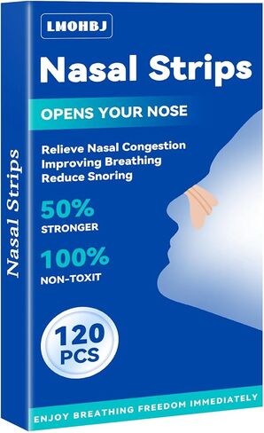 120Pcs Nasal Strips Anti Snoring, Extra Strength Nose Strips Breathing, Nose Tape for Sports and Sleep, Anti Snoring Strips Help Stop Snoring and Nasal Congestion Relief in Saudi Arabia