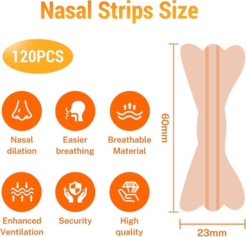 120Pcs Nasal Strips Anti Snoring, Extra Strength Nose Strips Breathing, Nose Tape for Sports and Sleep, Anti Snoring Strips Help Stop Snoring and Nasal Congestion Relief in Saudi Arabia