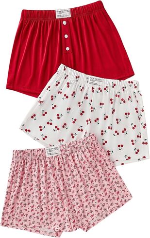 Milumia Women's 3 Pack Pajama Shorts Printed Elastic Waist Sleep Bottoms Sleepwear in Saudi Arabia