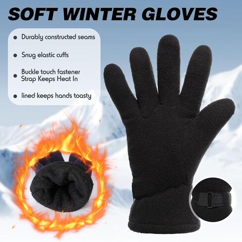 Coume 12 Pairs fleece winter gloves bulk Screen Cold Weather Thermal Warm Gloves with Black Adjustable Strap Warm for men adult Unisex Running Driving Skiing Hiking Cycling Outdoor Work in Saudi Arabia