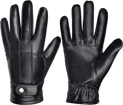Harssidanzar Leather Gloves For Mens Sheepskin Warmth Lined Winter Leather Gloves SM049US in Saudi Arabia