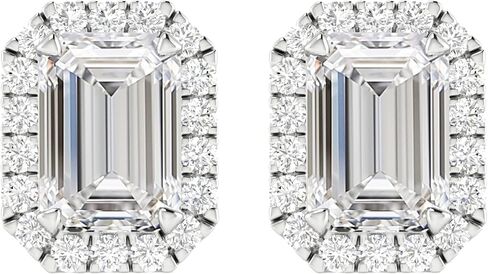 Houston Diamond District 1 to 6 Carat IGI CERTIFIED LAB GROWN Round Halo Diamond Earrings for Women Push Back IDEAL CUT (D-E Color VS1-VS2 Clarity) in Saudi Arabia