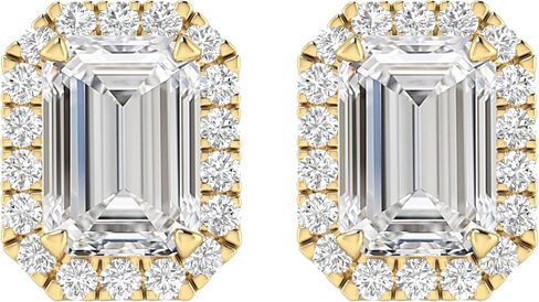Houston Diamond District 1 to 6 Carat IGI CERTIFIED LAB GROWN Round Halo Diamond Earrings for Women Push Back IDEAL CUT (D-E Color VS1-VS2 Clarity) in Saudi Arabia