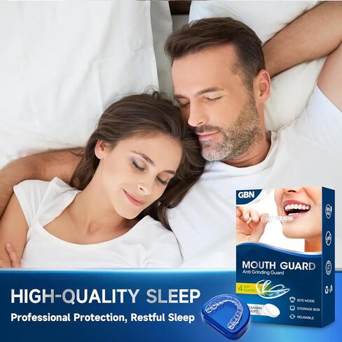 GBN Mouth Guard for Grinding Teeth at Night - Custom Fit Night Guards - Comfortable Mouth Guard for Sleeping, Nightguard, Mouthguard Includes 2 Sizes, 12 Cleaning Tablets in Saudi Arabia